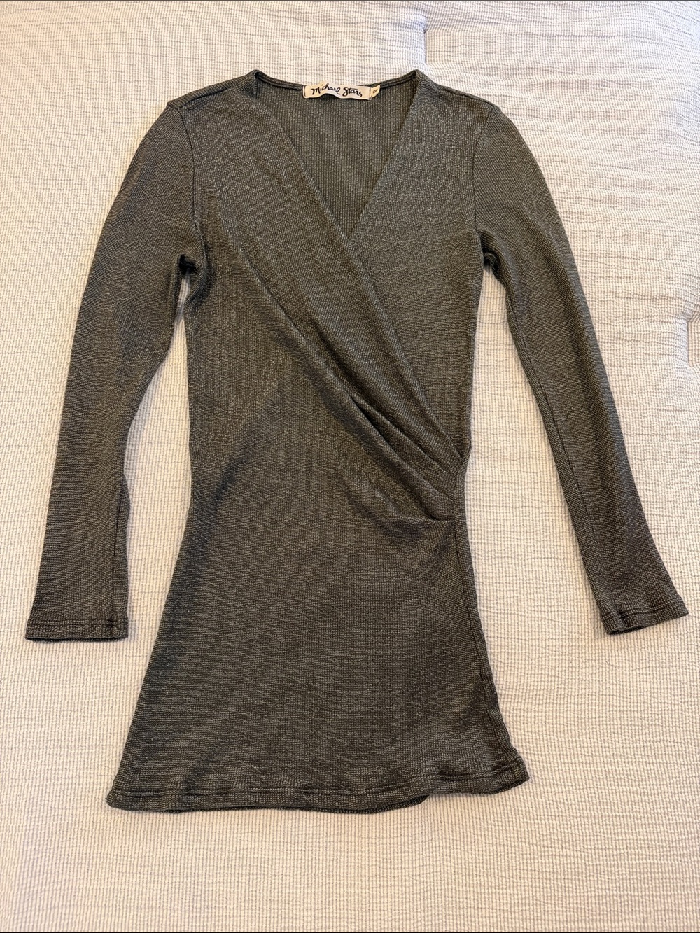 Michael Stars Silver-Gray Wrap Knit Top
